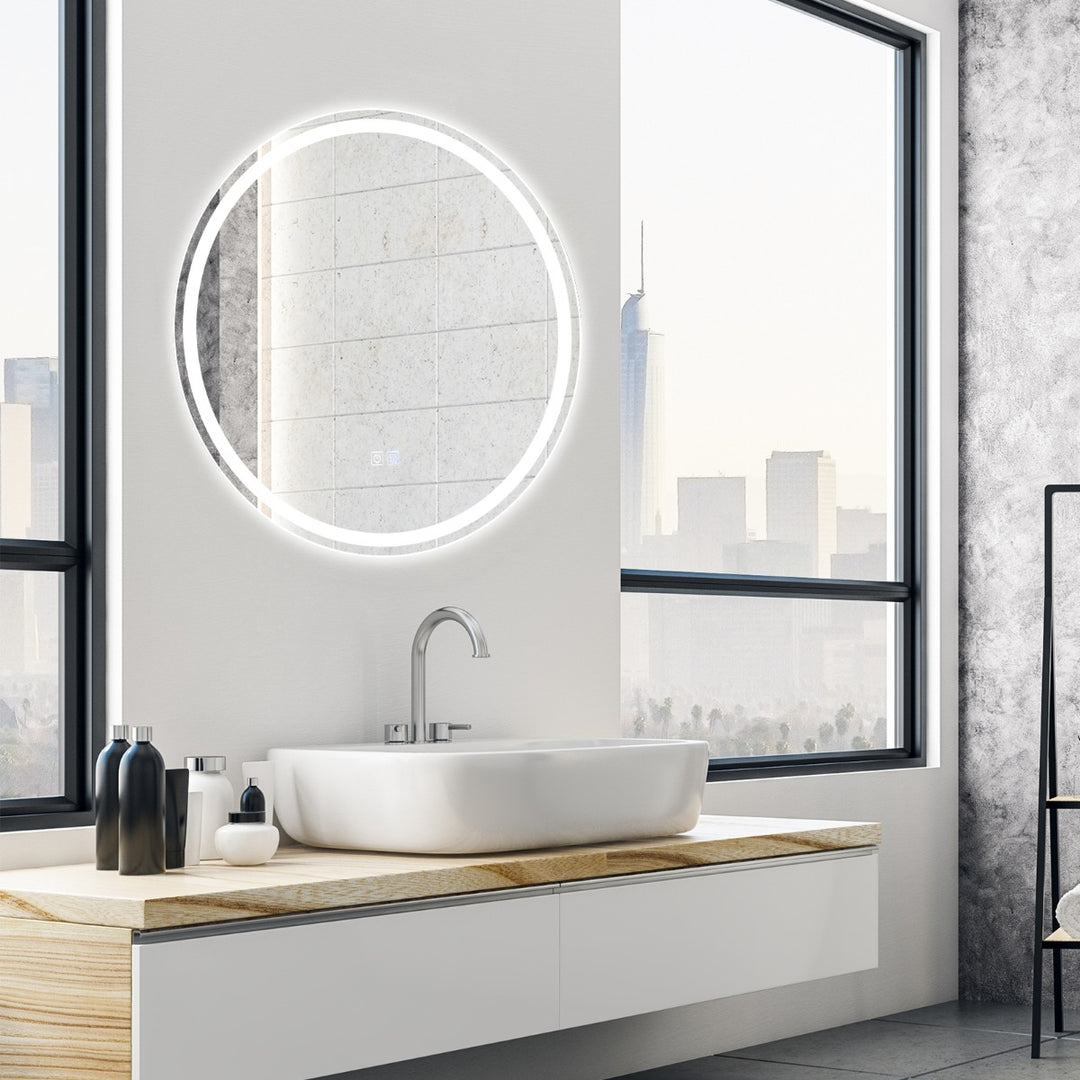 LED Illuminated Wall Mounted Bathroom Mirror with Demister Pad