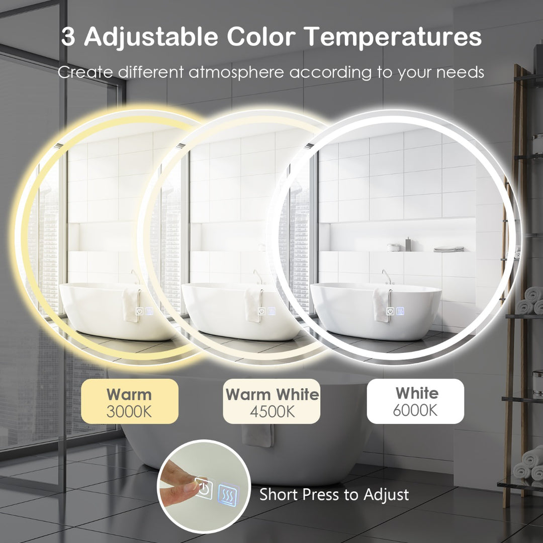LED Illuminated Wall Mounted Bathroom Mirror with Demister Pad