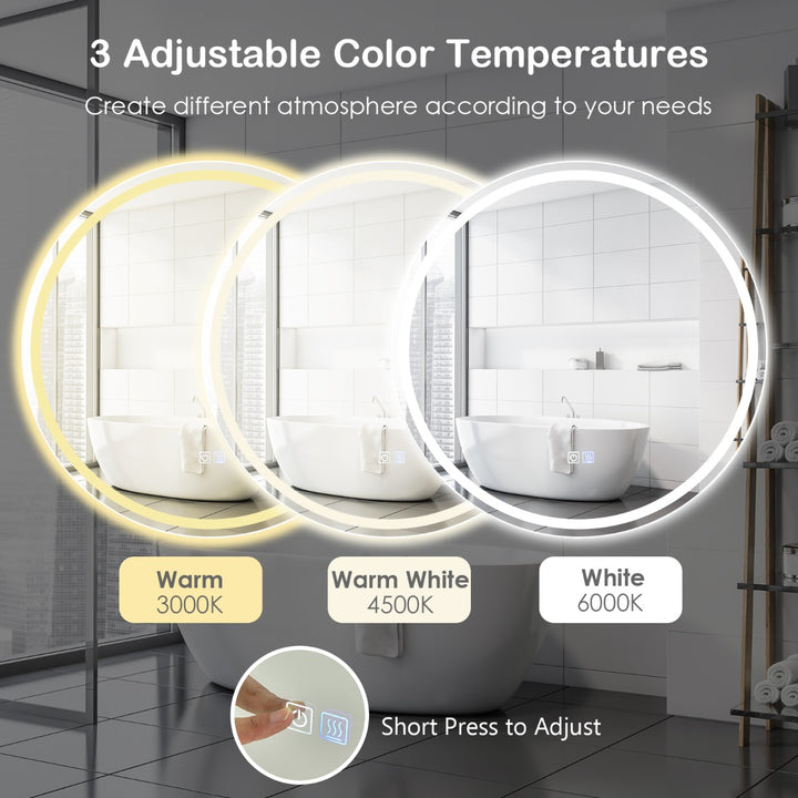 LED Illuminated Wall Mounted Bathroom Mirror with Demister Pad