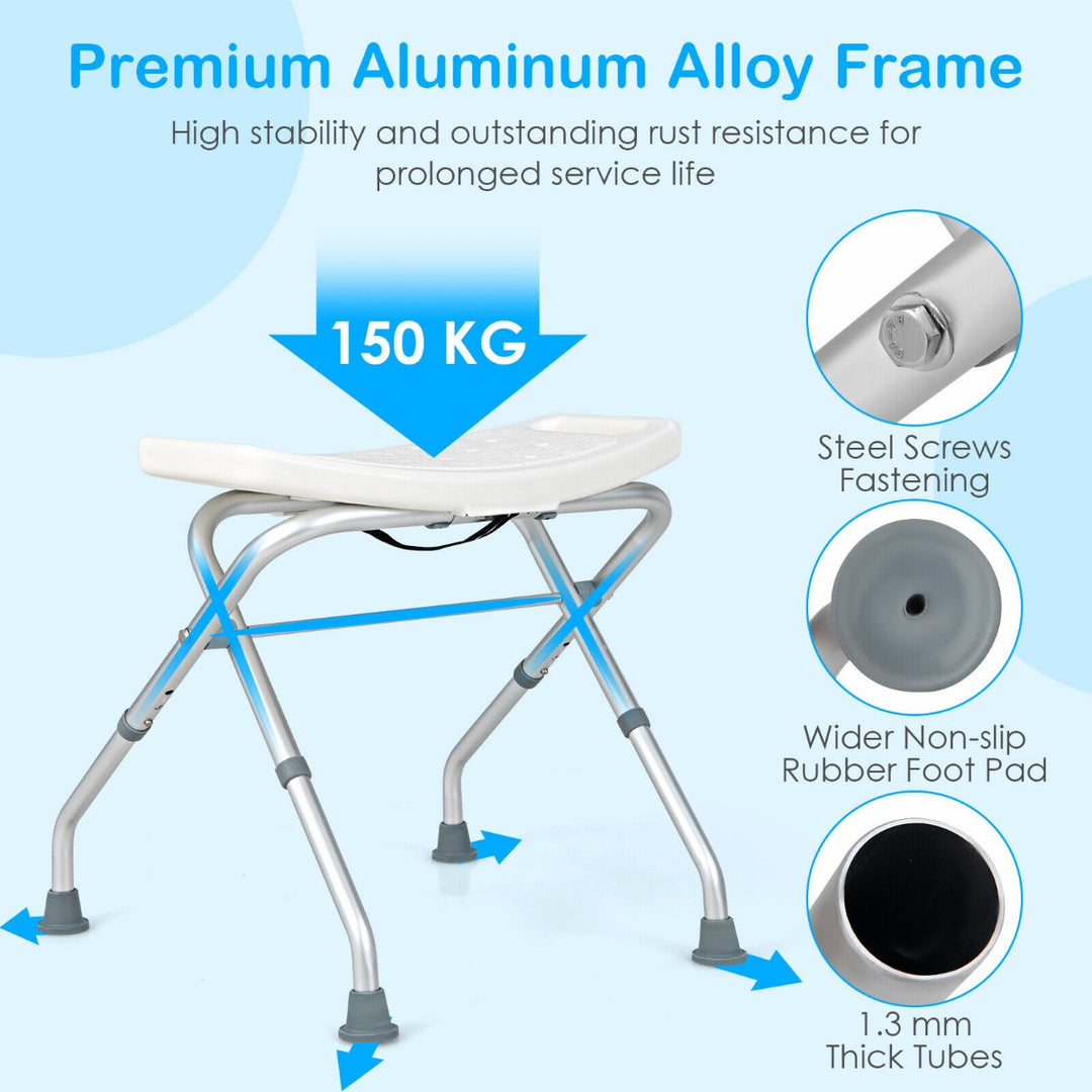 Folding Portable Shower Seat with Adjustable Height for Bathroom