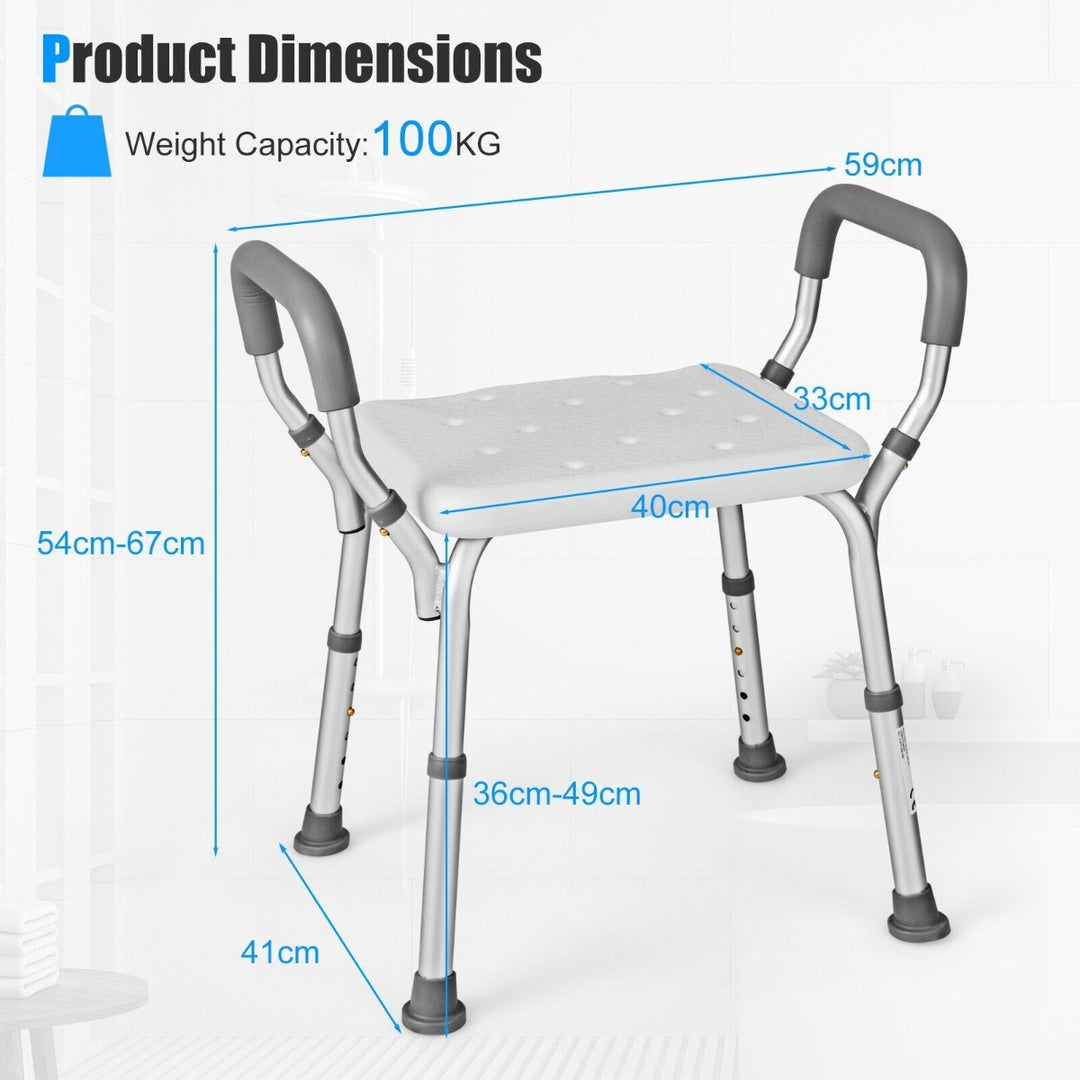 Bath Chair Shower Bench with Detachable Padded Arms