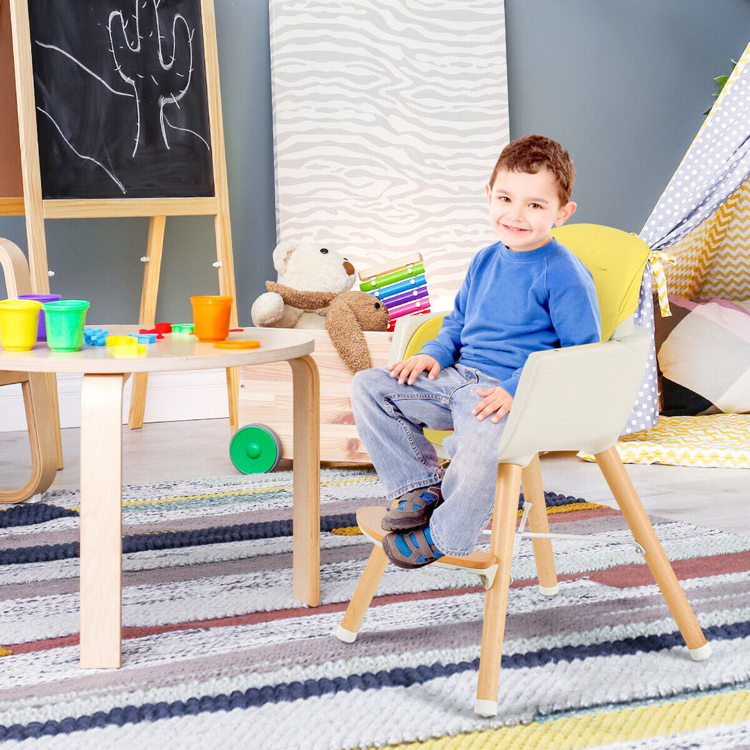 3 in 1 Baby High Chair with Adjustable Legs and Tray for Dining-Yellow