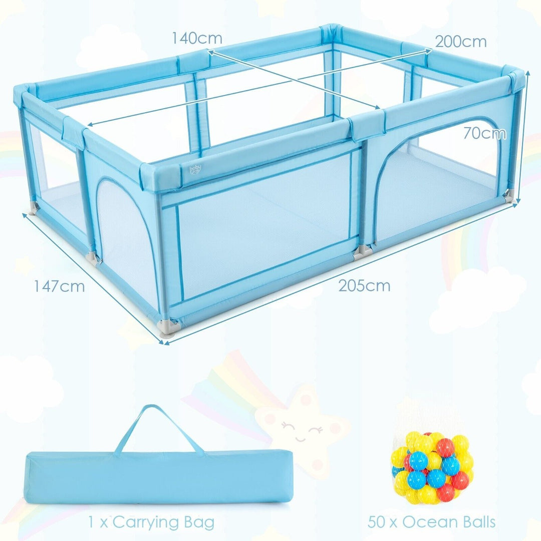 Kids Infant Safety Yard Activity Center with Ocean Balls-Blue