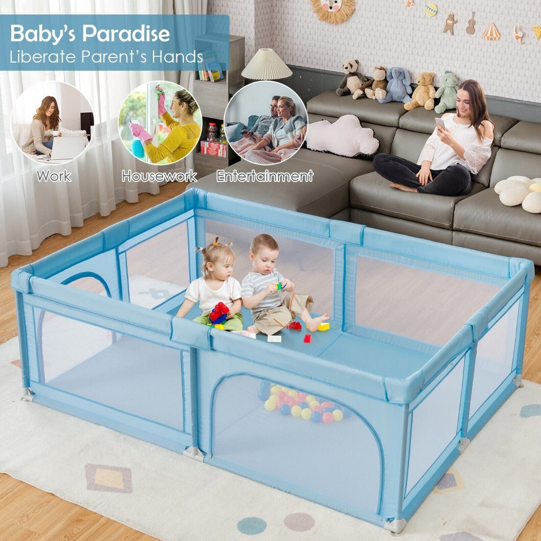 Kids Infant Safety Yard Activity Center with Ocean Balls-Blue