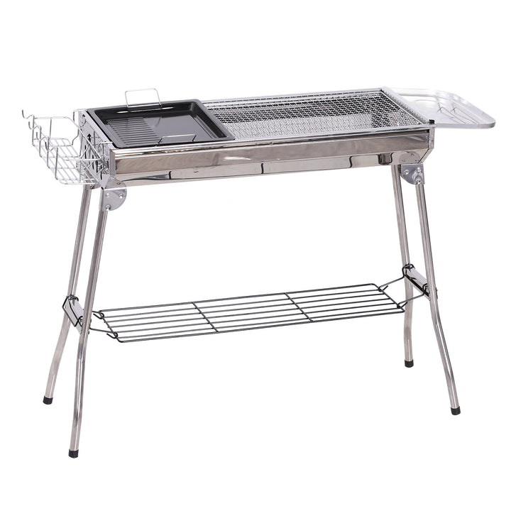 Charcoal BBQ Stainless Steel Portable Foldable Barbecue Charcoal Grill Outdoor Cooker for Camp Party Picnic