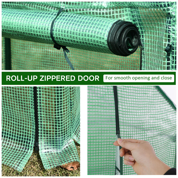 Outsunny Outdoor PE Greenhouse Steel Frame Plant Cover with Zipper 100L x 50W x 150HCM - Green