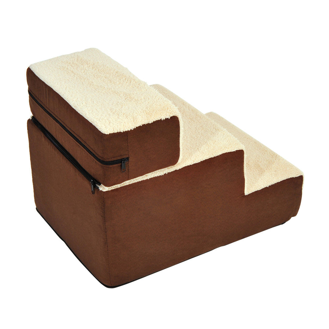 Deluxe Pet Stairs 3 Steps Dog Cat Soft Padded Covered Staircase
