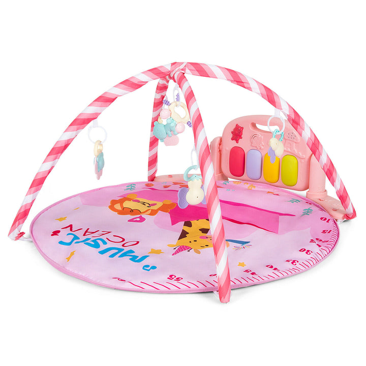 Baby Kick and Play Piano Gym with Lights and Hanging Sensory Toys-Pink