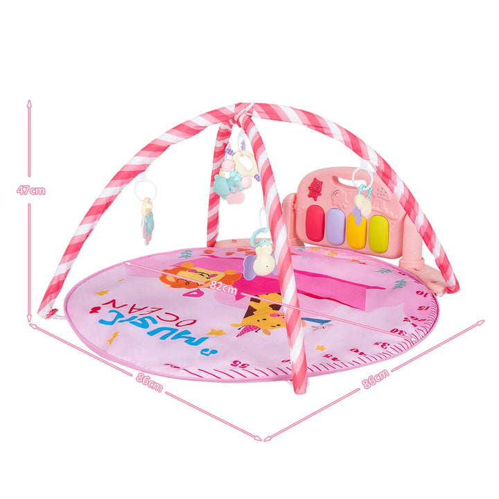 Baby Kick and Play Piano Gym with Lights and Hanging Sensory Toys-Pink