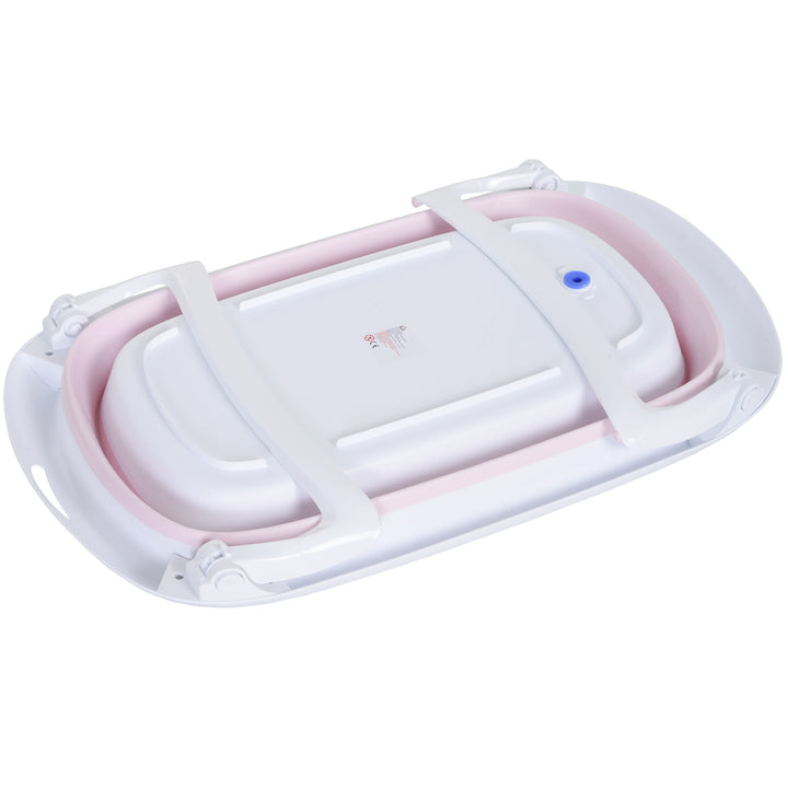 Folding Portable Baby Bathtub Safety Shower w/ Anti-Slip Comfortable Washer Pink