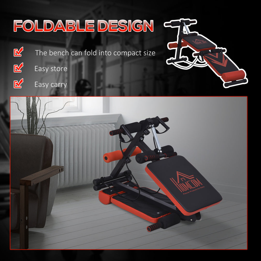 Multifunctional Sit Up Bench Foldable Exercise Weight Bench w/ Elastic Rope