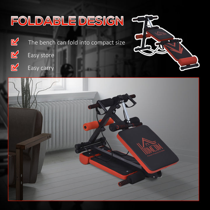 Multifunctional Sit Up Bench Foldable Exercise Weight Bench w/ Elastic Rope