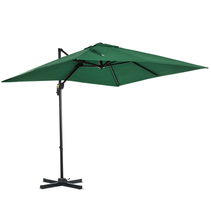 Square Outdoor Umbrella Parasol W/360° Rotation, 245Lx245Wx248H cm-Green