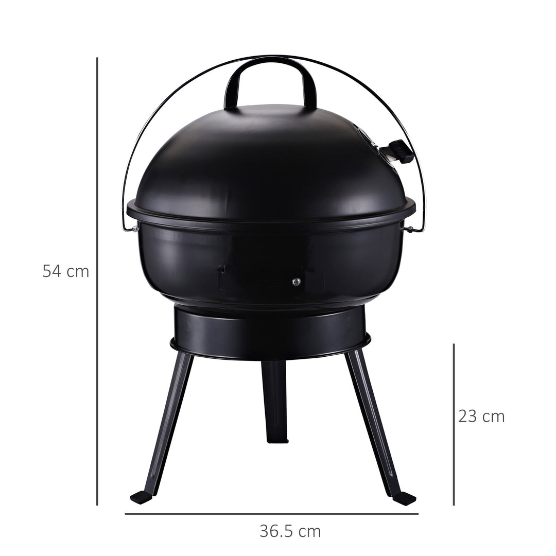 Charcoal BBQ Charcoal Grill Metal Portable Tripod Grill Black