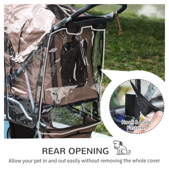 PawHut Dog Stroller with Cover for Small Miniature Dogs, Folding Cat Pram Dog Pushchair with Cup Holder, Storage Basket, Reflective Strips, Brown