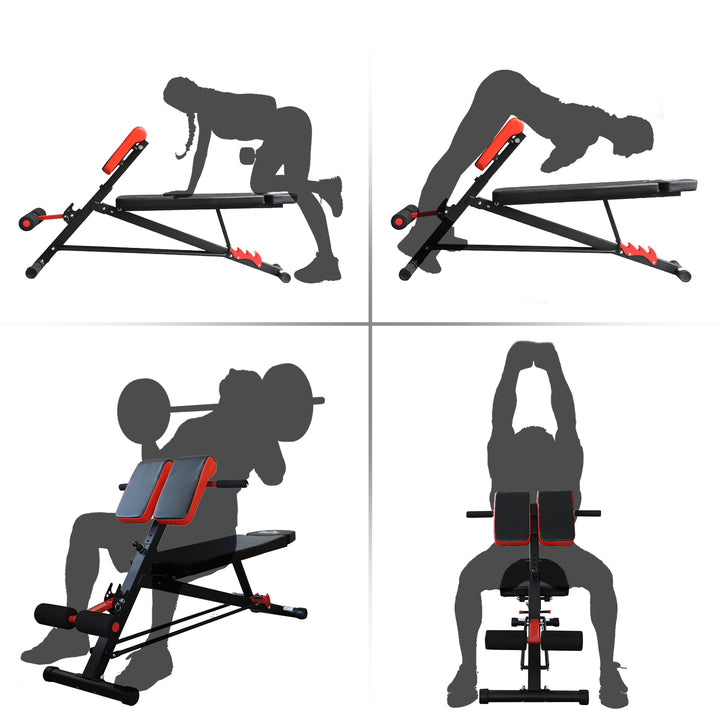 HOMCOM Multifunctional Hyper Dumbbell Bench Indoor Fitness Machine Weights Work Out Ab Sit Up Decline Flat Sit up