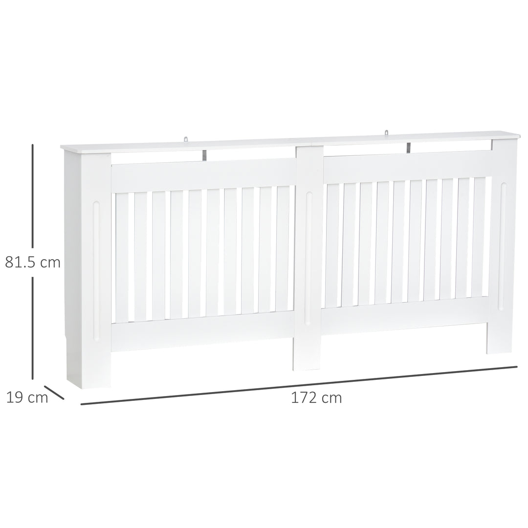 Slatted Radiator Cover Painted Cabinet MDF Lined Grill in White 172L x 19W x 81H cm