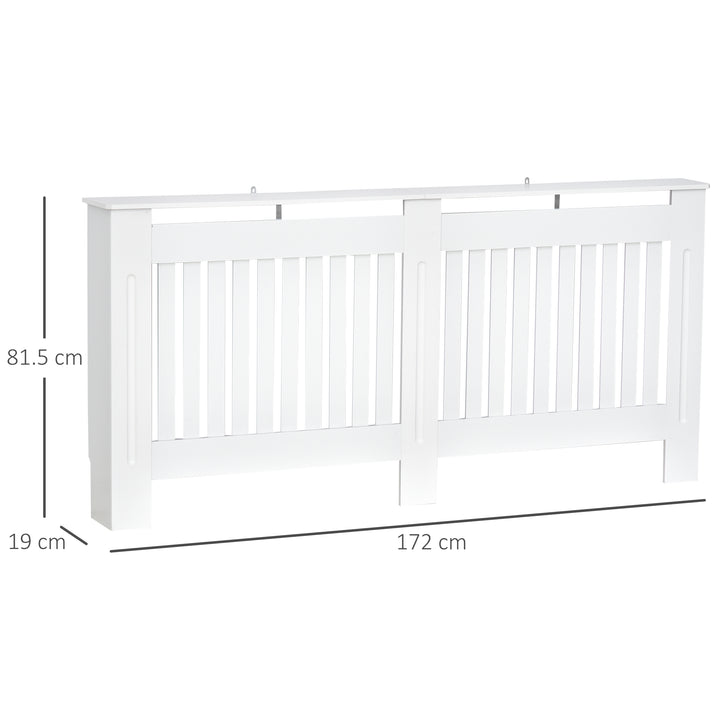 Slatted Radiator Cover Painted Cabinet MDF Lined Grill in White 172L x 19W x 81H cm