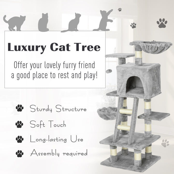 Plush Cat Tree with Sisal Scratching Post - Light Gray