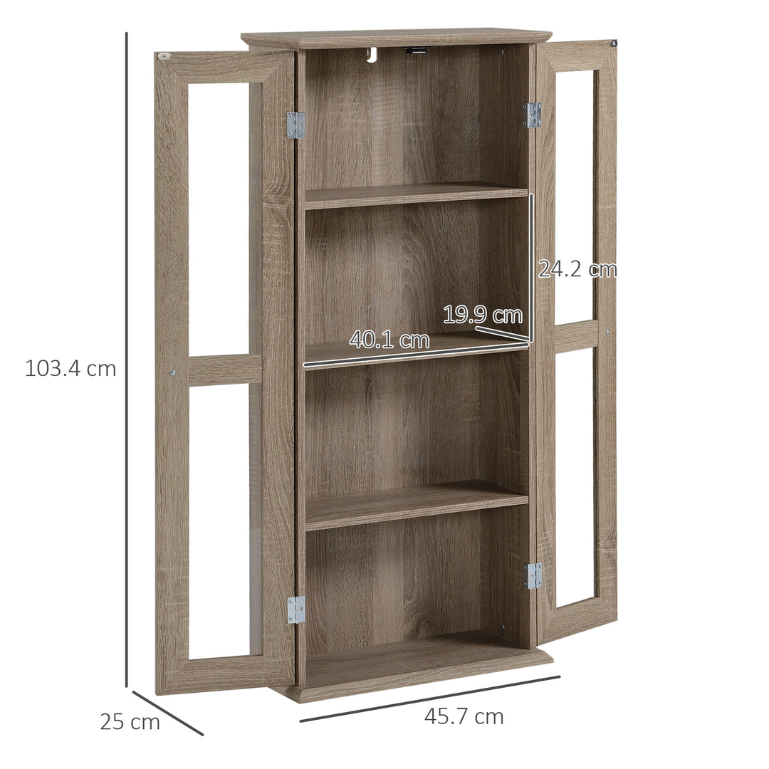 HOMCOM Media Cabinet - Holds up to 100 CDs, 4-Tier CD Storage Unit, Modern Bookcase with Magnetic Doors and Wide Base for Home, Brown