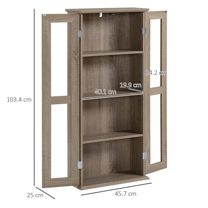 HOMCOM Media Cabinet - Holds up to 100 CDs, 4-Tier CD Storage Unit, Modern Bookcase with Magnetic Doors and Wide Base for Home, Brown