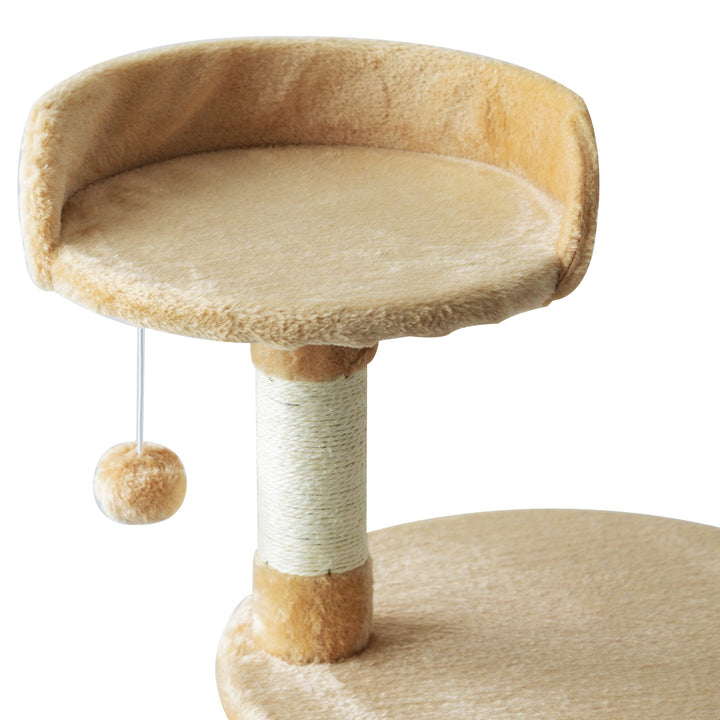 PawHut Cat Tree House, 114H cm-Beige