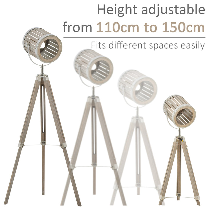 Floor Lamps for Living Room Unique Wood Frame Adjustable Shade Height Unique Vintage Spotlight Metal Home Office Furniture Lighting
