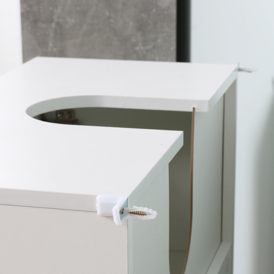 kleankin Under Sink Cabinet, Bathroom Vanity Unit, Pedestal Under Sink Design, Storage Cupboard with Adjustable Shelf, White