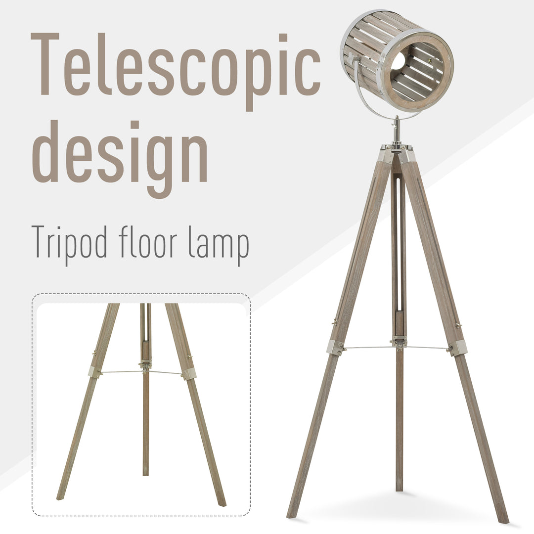 Floor Lamps for Living Room Unique Wood Frame Adjustable Shade Height Unique Vintage Spotlight Metal Home Office Furniture Lighting