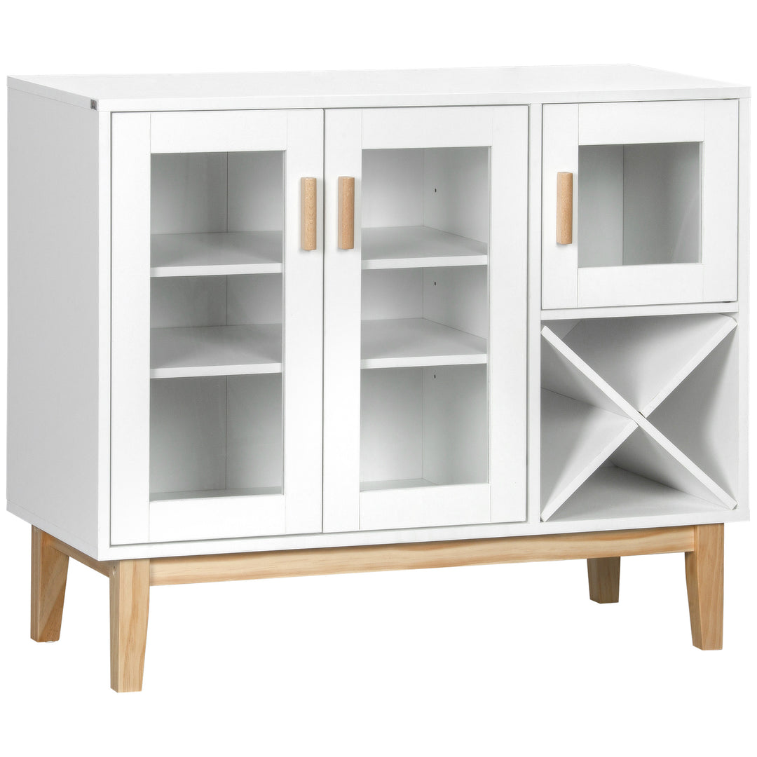 Kitchen Sideboard Glass Door Display Cabinet - White