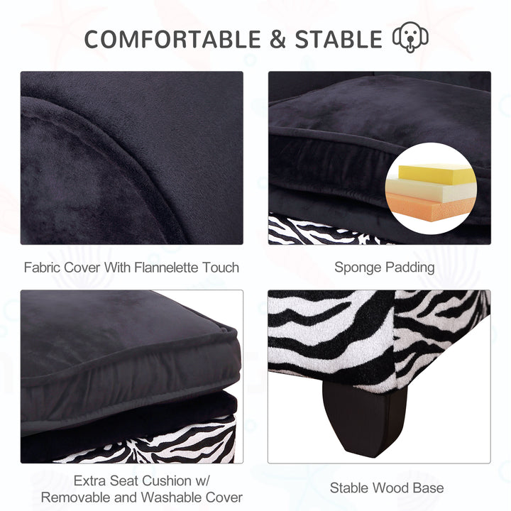 Dog Sofa Bed for XS-Sized Dogs, Pet Chair with Hidden Under Seat Storage, Cat Sofa Lounge with Removable Soft Cushion, Thick Sponge, Wooden Frame