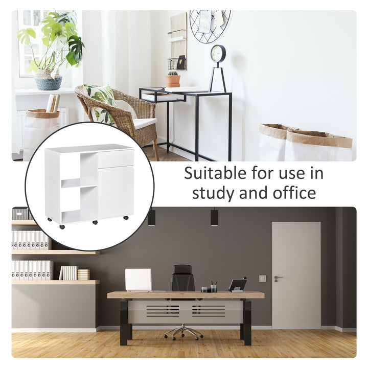 Filing Cabinet/Printer Stand with Open Storage Shelves, for Home or Office Use, Including an Easy Drawer, White
