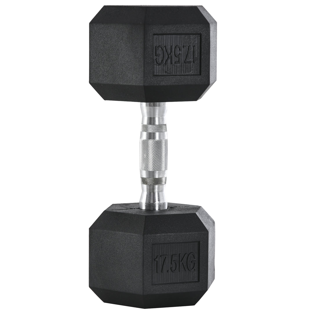 HOMCOM 17.5KG Single Rubber Hex Dumbbell Portable Hand Weights Dumbbell Home Gym Workout Fitness Hand Dumbbell