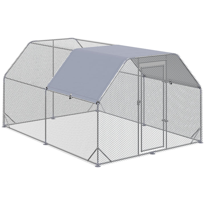 Chicken Run with Roof, Walk In Chicken Coop for 10-12 Chickens, Hen House Duck Pen Outdoor, 380x280x195 cm