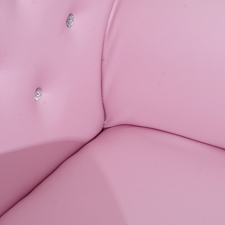 PU Leather Kids Set:1 x Armchair, 1x Stool-Pink