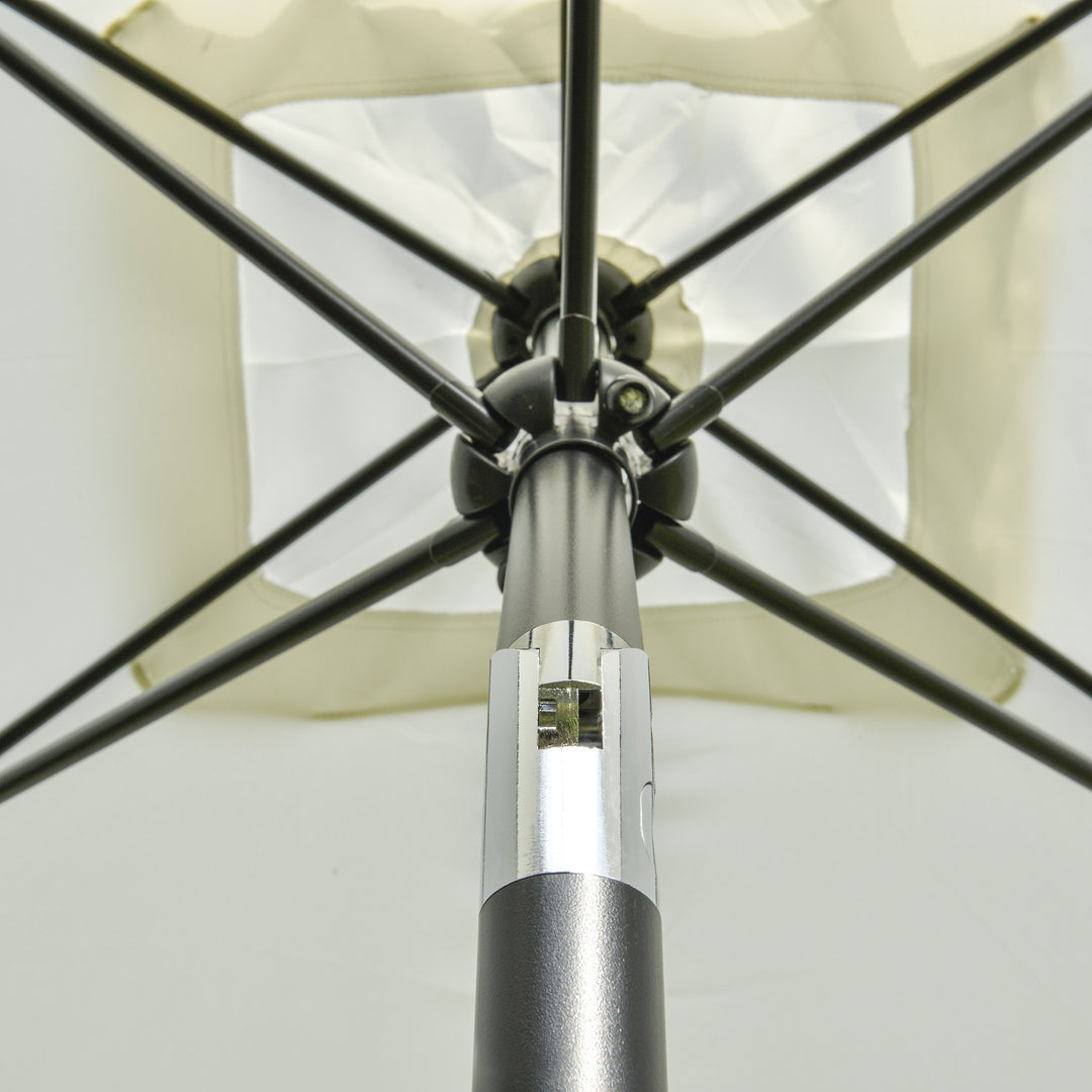 3x2m Garden Parasol Umbrella, Canopy with Aluminum Tilt, Crank Rectangular Sun Shade Steel, Cream White