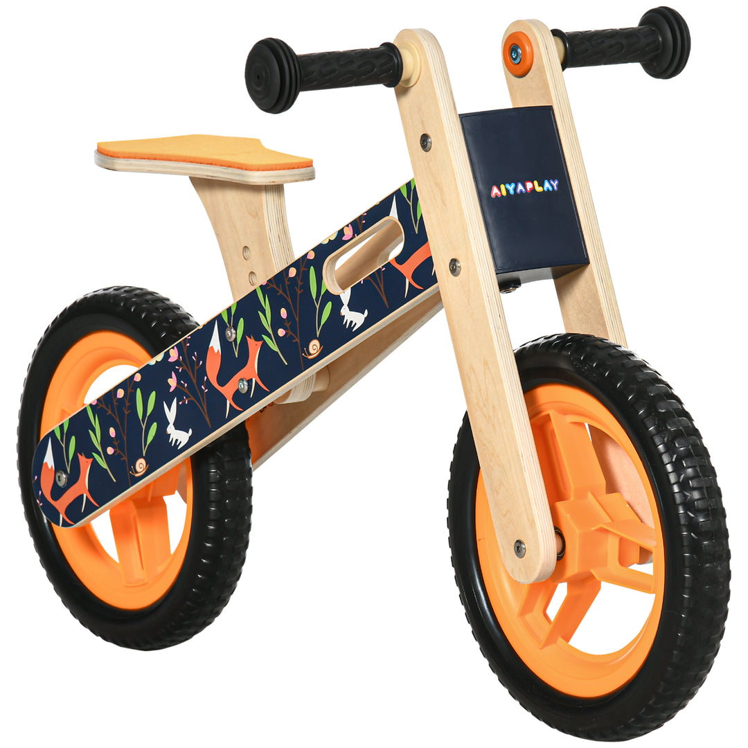 Kids Balance Bike 12 Inch Wooden for 3-6 Years Boys Girls, Black