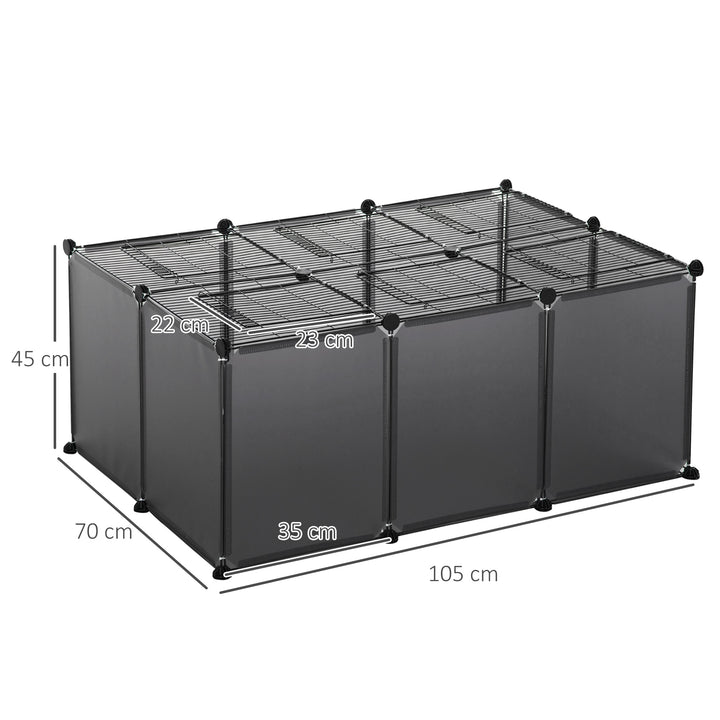 PawHut DIY Pet Playpen with Door Bottom 22 Panels Small Animal Cage for Guinea Pigs, Rabbit, Chinchilla, Grey