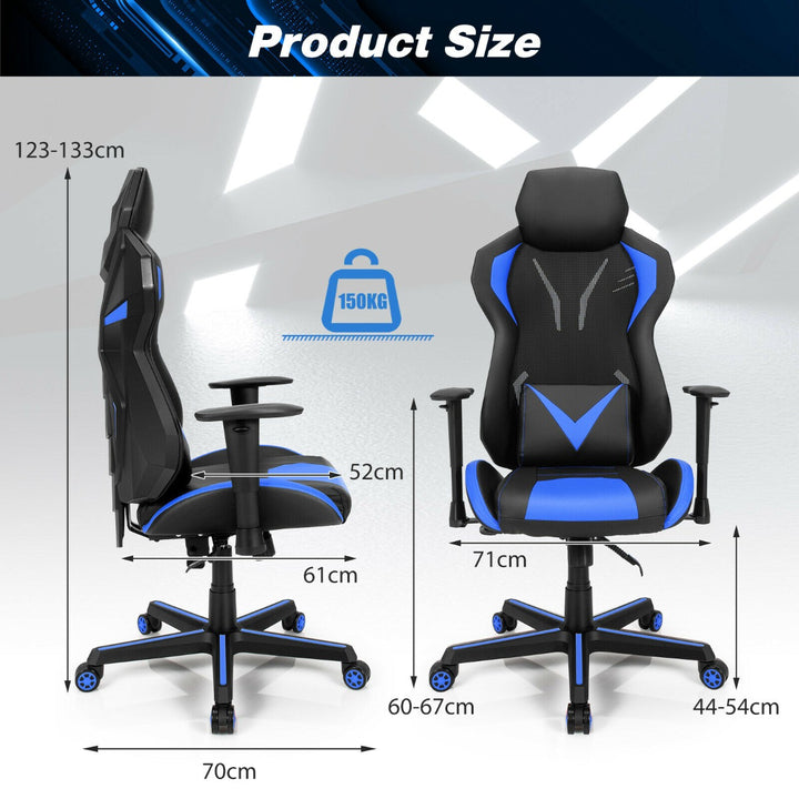 Ergonomic Gaming Chair with Tilting Function-Blue