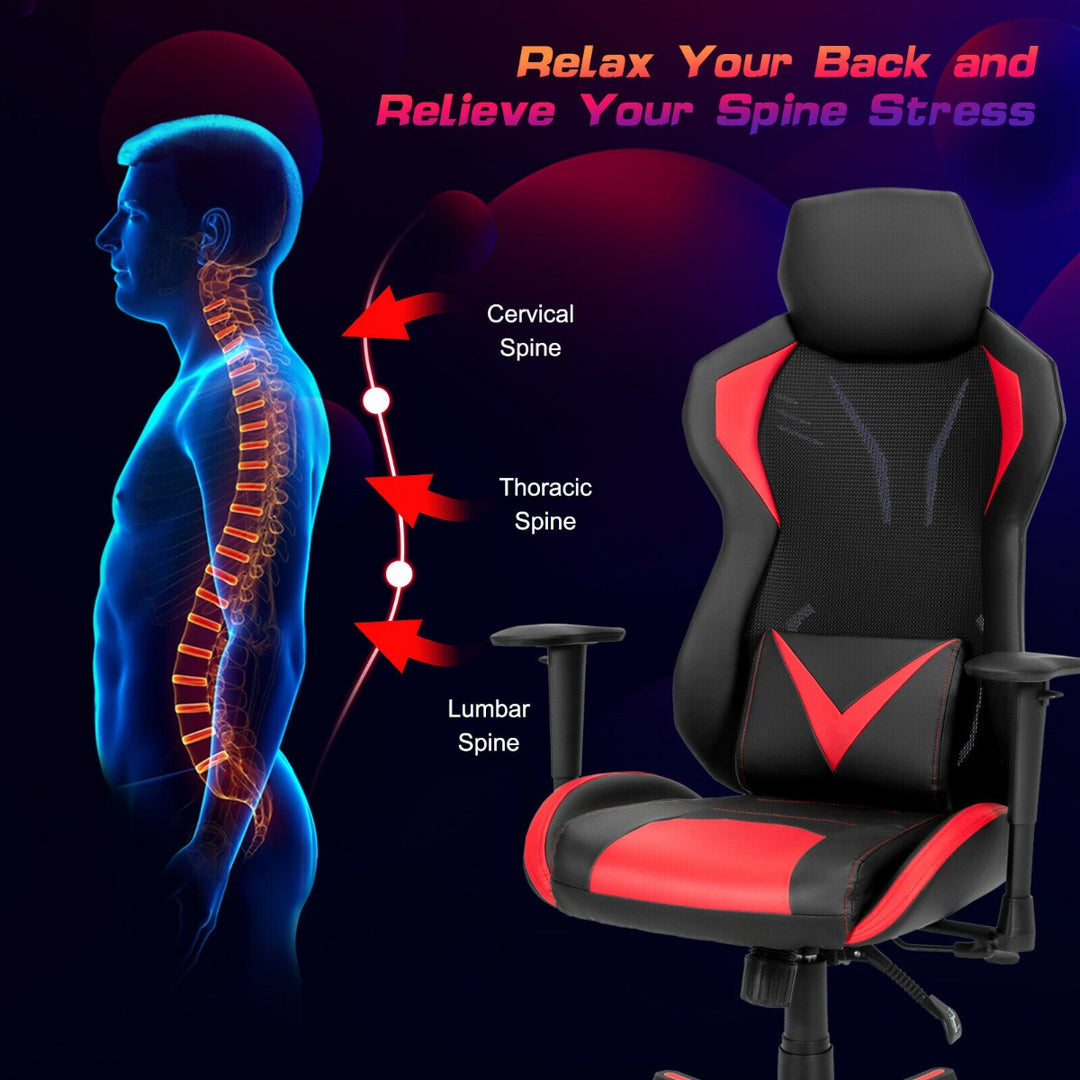 Ergonomic Gaming Chair with Tilting Function-Red