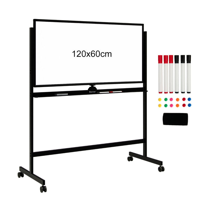 Double-Sided Magnetic Mobile Whiteboard-Black