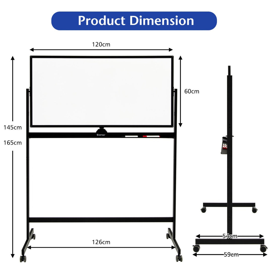 Double-Sided Magnetic Mobile Whiteboard-Black