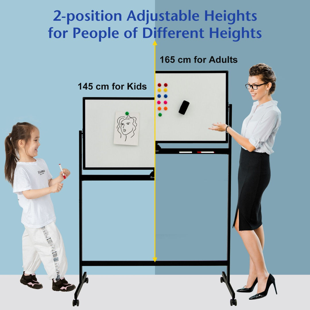 Double-Sided Magnetic Mobile Whiteboard-Black