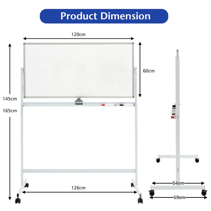 Magnetic Mobile Whiteboard with Magnets Pens-White