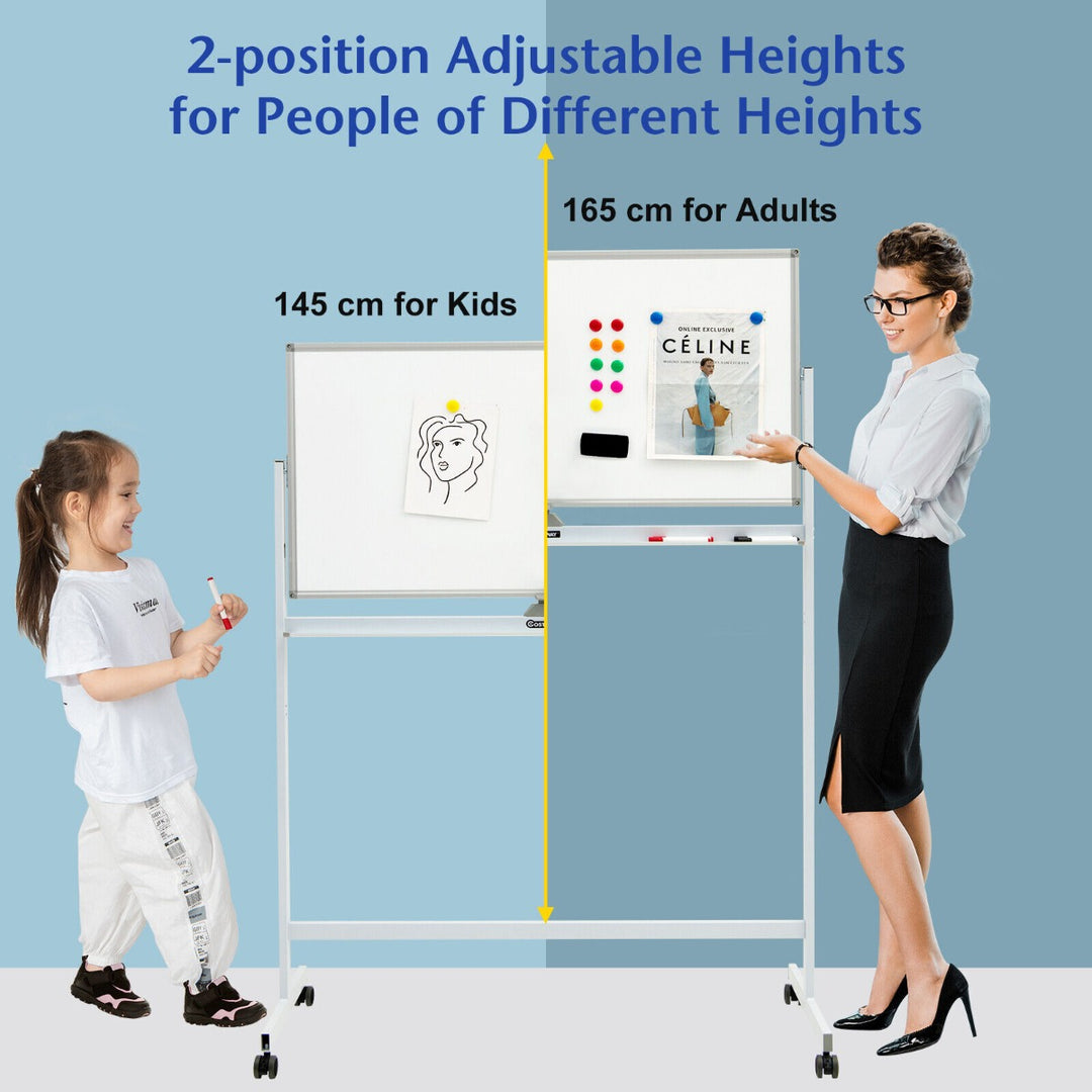 Magnetic Mobile Whiteboard with Magnets Pens-White