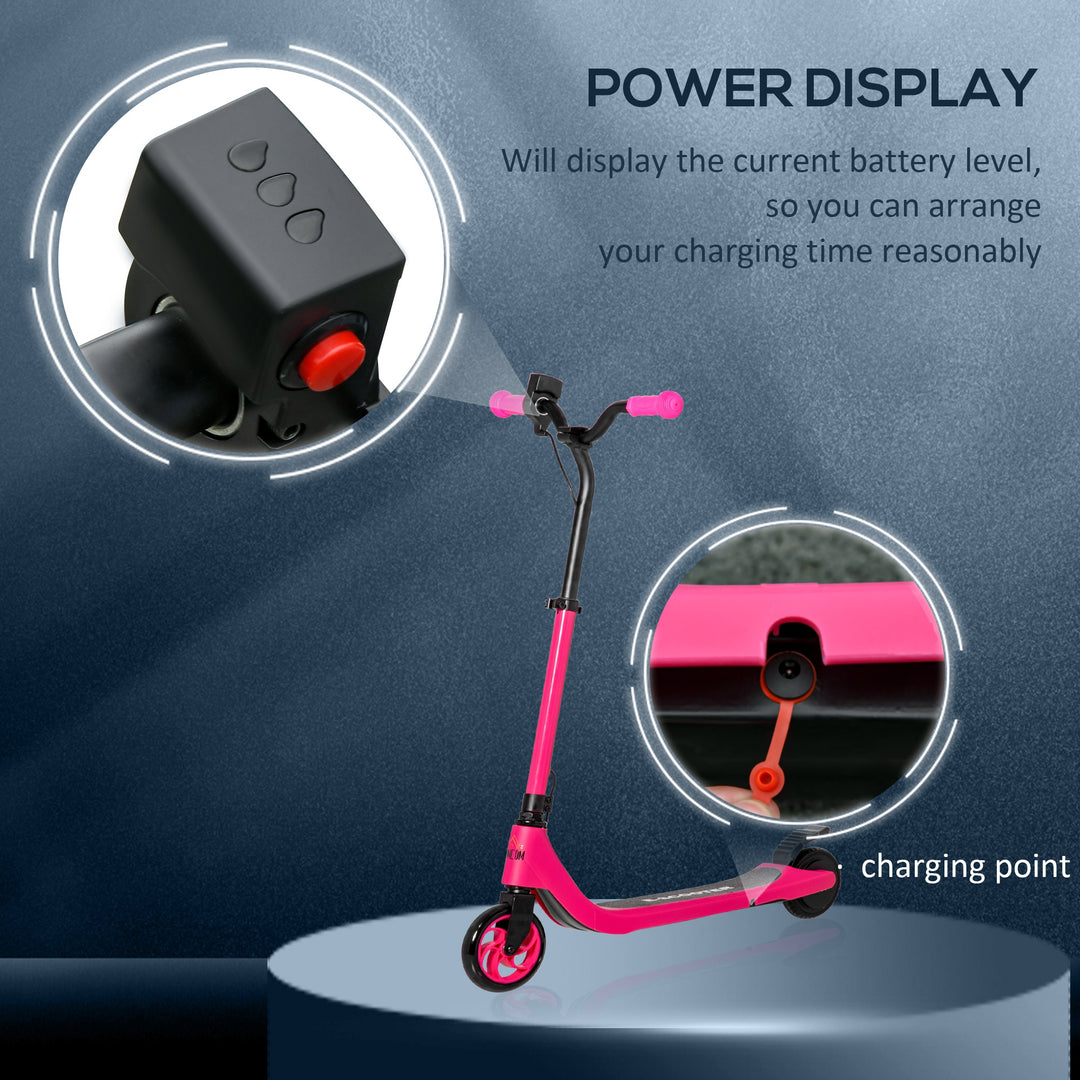 Electric Scooter, 120W Motor E-Scooter w/ Battery Level Display, 2 Adjustable Heights, and Rear Brake, Suitable for 6+ Years Old, Pink