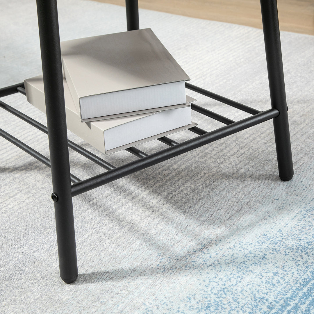 Side Table with 2-Tier Storage, Sofa End Table with Metal Frame for Living Room