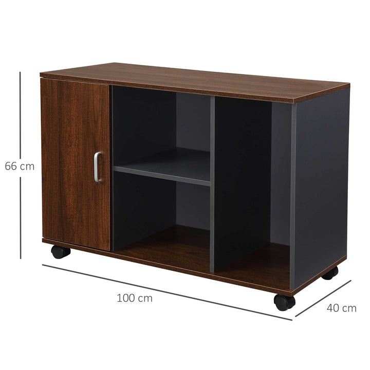 File Cabinet with Rolling Wheels for Legal Letter Sized Files Printer Stand with Wooden Documents Storage Chest for Home Office