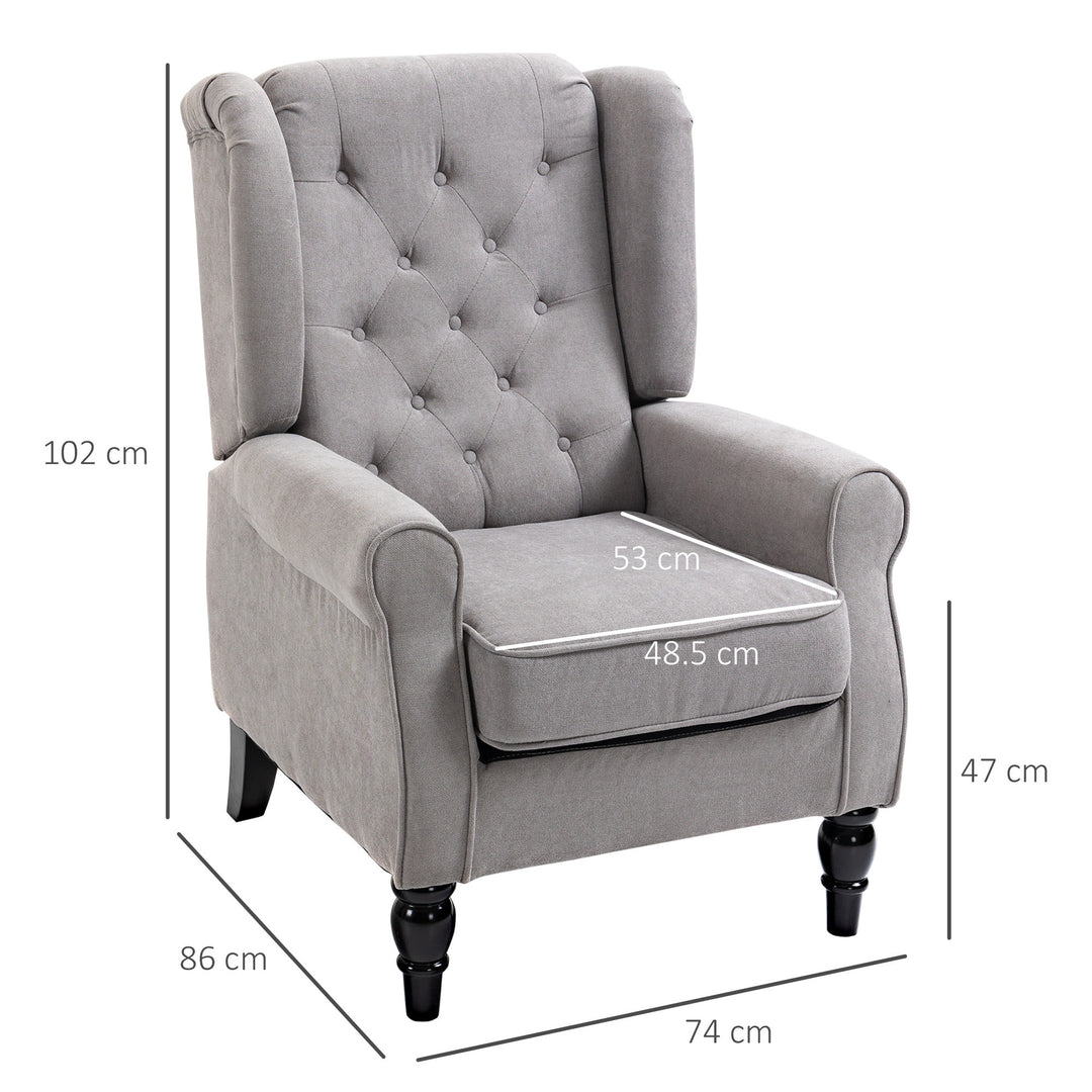 HOMCOM Retro Accent Chair, Wingback Armchair with Wood Frame Button Tufted Design for Living Room Bedroom, Grey