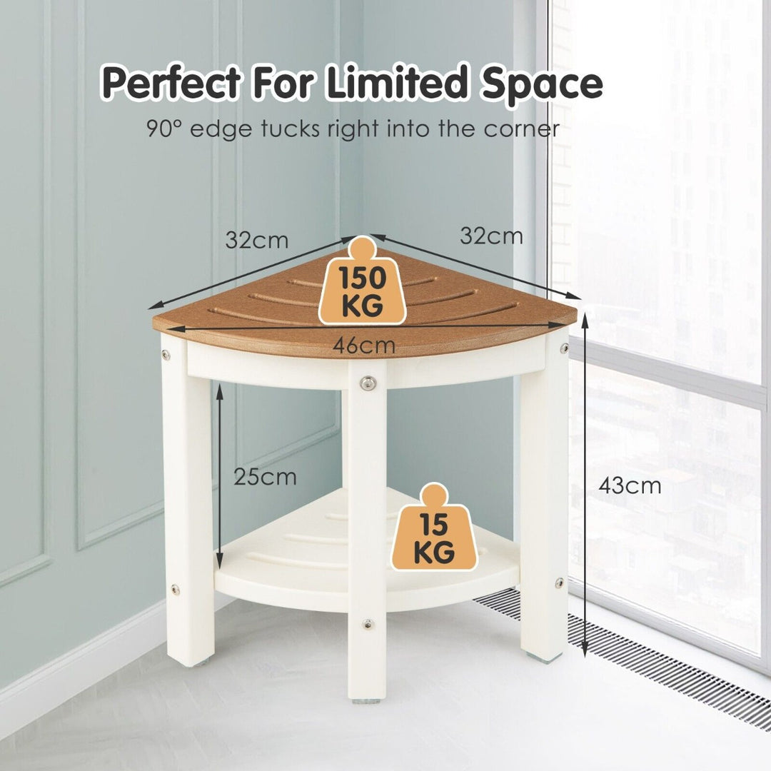 Corner Shower Bench Stool with Storage Shelf for Shaving Legs